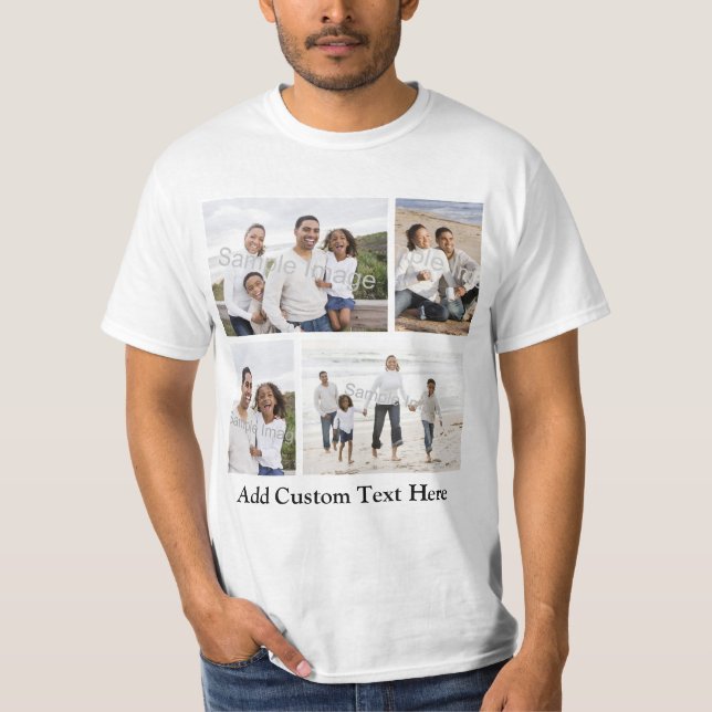 Fotokollage för ögonblicksbild, Anpassningsbar 4 Tee Shirt (Framsida)