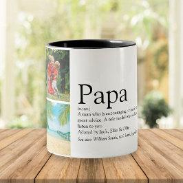 Fotokollage för pappa-definitionsoffert Två-Tonad mugg