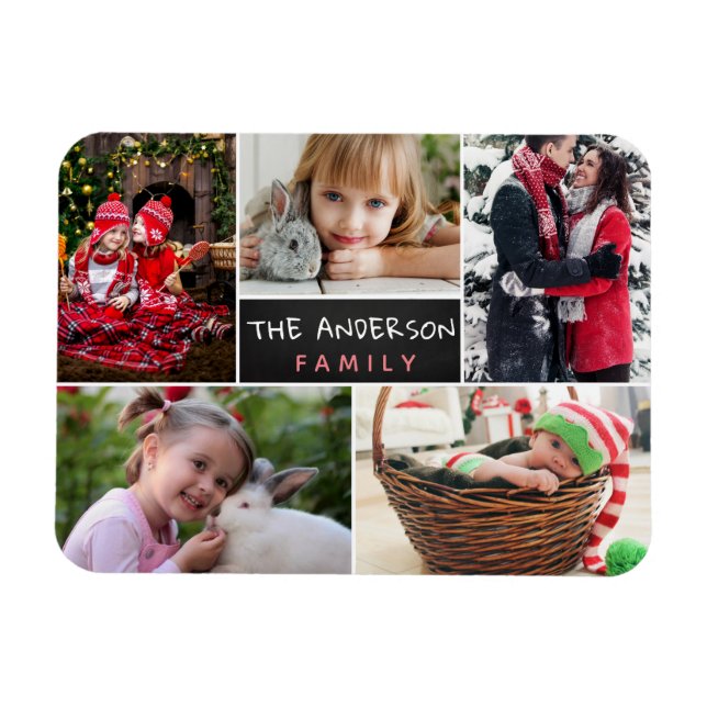 Fotokollage för personlig-familjen magnet (Horisontell)