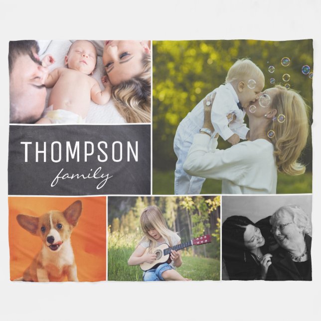 Fotokollage för personlig Family Fleecefilt (Framsidan (Horisontell))
