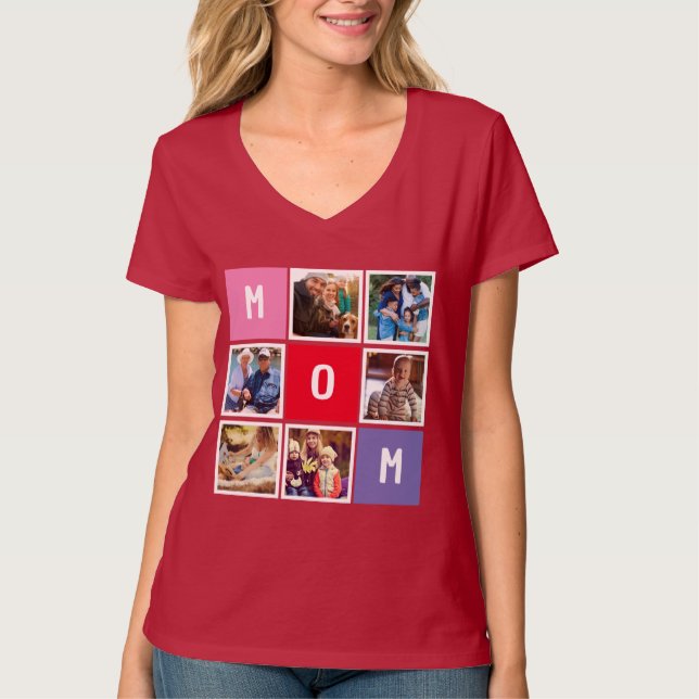 Fotokollage för personlig Modern Mors dag Mamma T Shirt (Framsida)