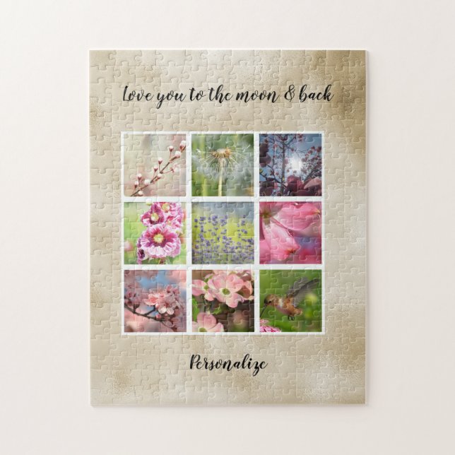 Fotokollage för Personligen guld Kärlek Pussel (Vertikal)