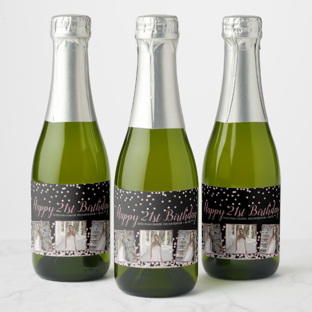 Fotokollage för ro 21:a födelsedag i Guld Silver (Flaskor)