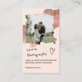 Fotokollage för ro guld blommigt 2 visitkort