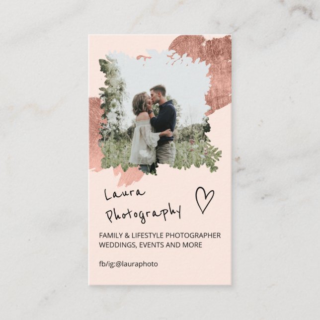 Fotokollage för ro guld blommigt 2 visitkort (Framsida)