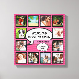 Fotokollage för Roligt Girly Rosa Coola Tecknad  Canvastryck