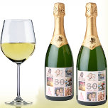 Fotokollage för rosa i 30års födelsedag party ro g<br><div class="desc">Ett flaska-märke för en 30års födelsedag party,  som firar hennes liv med en kollage av 8 av dina foton. Anpassa och lägg till namn,  30 år och ett datum. Födelsedatum eller datum för party. Grått och mörk ro guld färgad brev. En giftig och feminin ro guld,   färgad för rosa.</div>