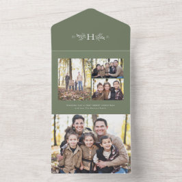 Fotokollage för Rustic monogram sage grönt helgdag