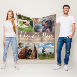 Fotokollage för Rustic Vår Kärlek Par Fleecefilt