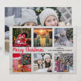 Fotokollage för Rustik wood-familjen God jul Julkort