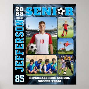 Fotokollage för senior dag för fotbollslag poster