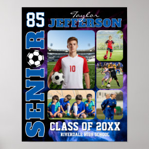 Fotokollage för seniornatten för fotbollsspelare poster