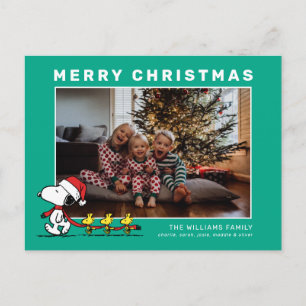 Fotokollage för Snoopy & Friends-julfamiljen Helg Vykort