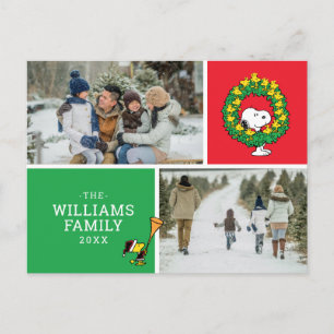 Fotokollage för Snoopy & Woodstock-julfamiljen Helg Vykort