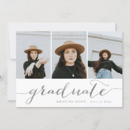 Fotokollage för Student Script Silver | Studenten Inbjudningar