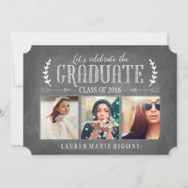 Fotokollage för Studentfest i modernt kalkbord Inbjudningar