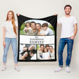 Fotokollage för svart och vit familj fleecefilt
