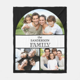 Fotokollage för svart och vit familj fleecefilt