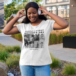 Fotokollage för svart och vit första Mor-dagen T Shirt