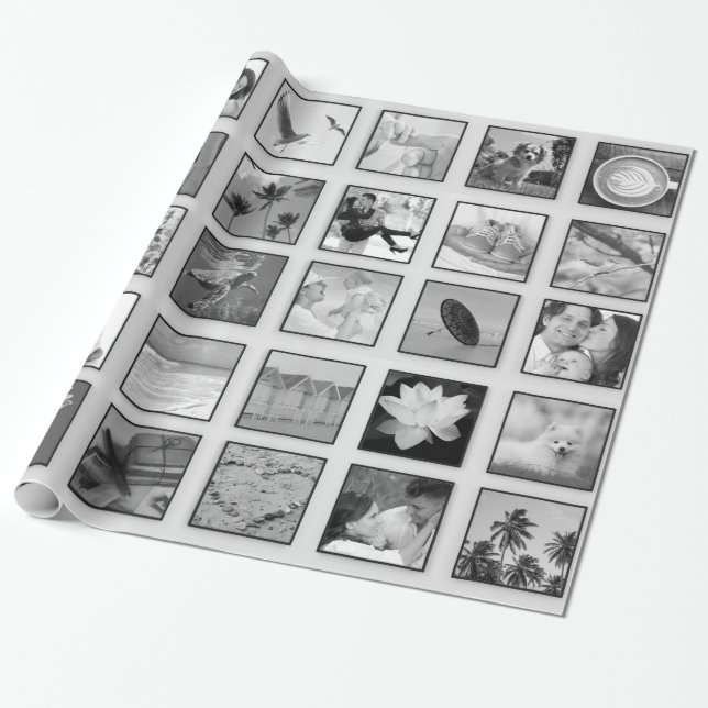 Fotokollage för svartvit filtrerad Anpassningsbar Presentpapper (Utrullad)