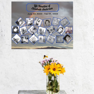 Fotokollage för tidslinje med regnbåge Poster