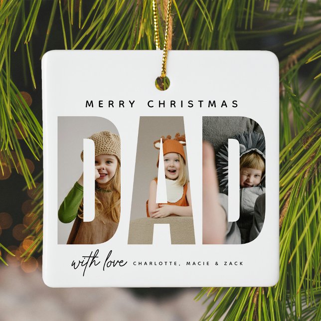 Fotokollage för trendig PAPPA Anpassningsbar Julgransprydnad Keramik (Skapare uppladdad)