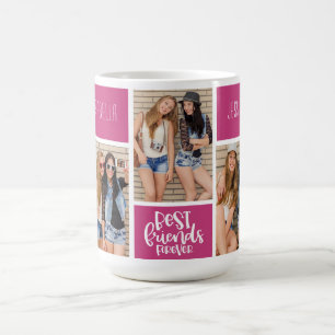Fotokollage för Trendiget Bästa vänner för Rosa Kaffemugg