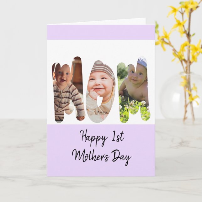 Fotokollage-FÖRSTA Mors dag-kort Kort (Gul blomma)