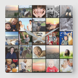 Fotokollage Fyrkantig Klocka