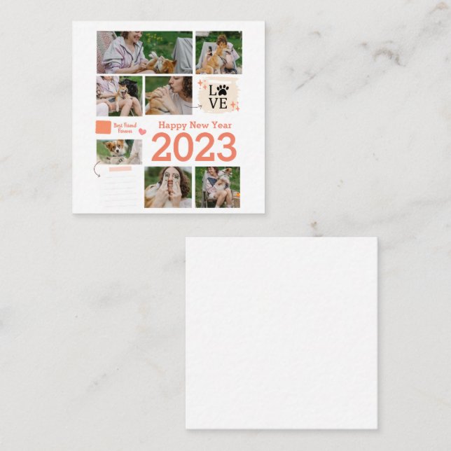 Fotokollage Fyrkantigt Visitkort (Fram/baksida)