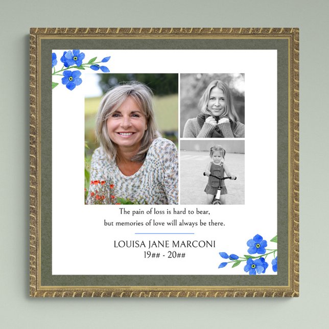 Fotokollage Glöm mig att inte skriva ett vanligt m Poster (Funeral memorial poster to order professionally printed or as a printable digital download)