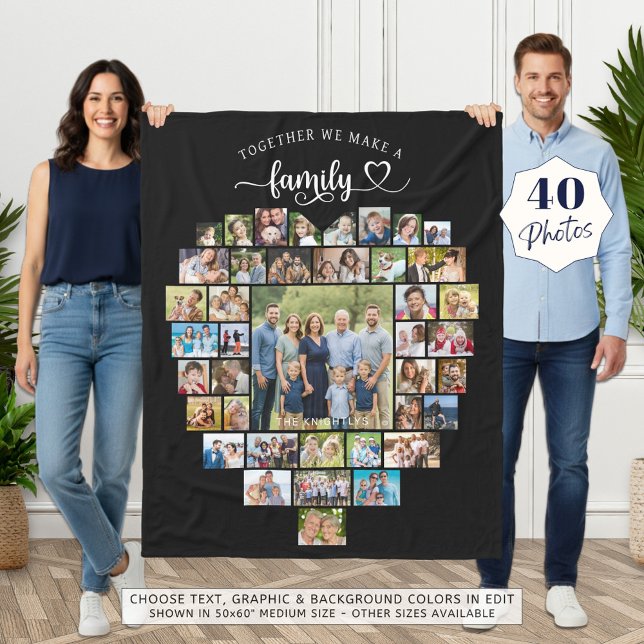 Fotokollage Heart tillsammans Vi skapar en familj Fleecefilt (Skapare uppladdad)