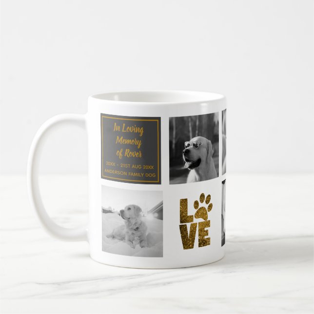 Fotokollage Hund Memorial med textsympati MUGG (Vänster)