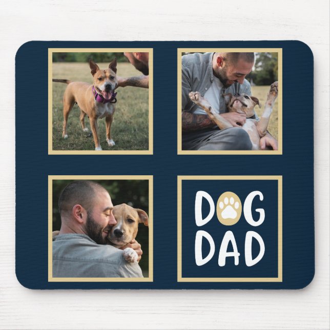 Fotokollage Hund Pappa-musknapp Musmatta (Framsidan)