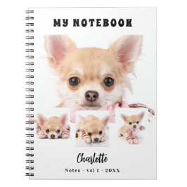 Fotokollage, hund, rt flicka vit anteckningsbok