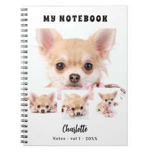 Fotokollage, hund, rt flicka vit anteckningsbok