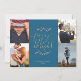Fotokollage i familjen Merry & Bright Teal - Samli Julkort