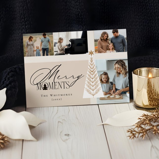 Fotokollage i familjen Merry Moments Julkort (Merry Moments Family Photo Collage Holiday Card)