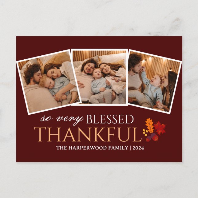 Fotokollage i familjen Modern thanksgiving Helg Vykort (Framsida)