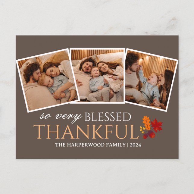 Fotokollage i familjen Modern thanksgiving Helg Vykort (Framsida)