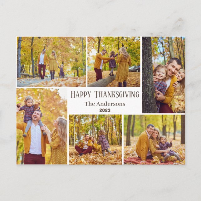Fotokollage i familjen Modern thanksgiving Helg Vykort (Framsida)