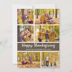 Fotokollage i familjen Modern thanksgiving Julkort