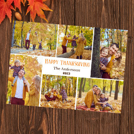 Fotokollage i familjen Modern thanksgiving Julkort