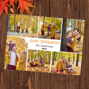 Fotokollage i familjen Modern thanksgiving Julkort