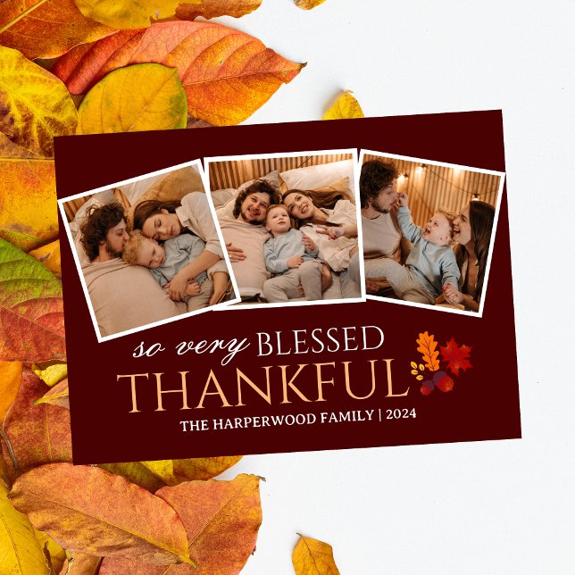 Fotokollage i familjen Modern thanksgiving Julkort (Skapare uppladdad)
