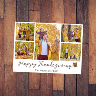 Fotokollage i familjen Modern thanksgiving Julkort