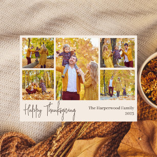 Fotokollage i familjen Modern thanksgiving Julkort