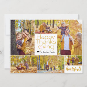 Fotokollage i familjen Modern thanksgiving Julkort