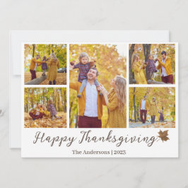 Fotokollage i familjen Modern thanksgiving Julkort