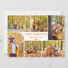 Fotokollage i familjen Modern thanksgiving Julkort